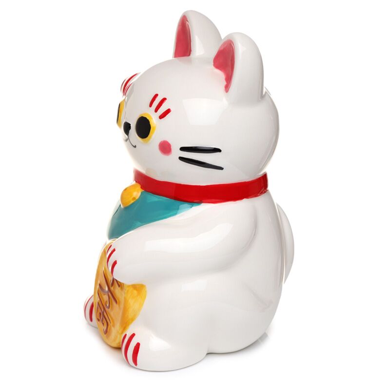 Maneki neko witte keramische spaarpot