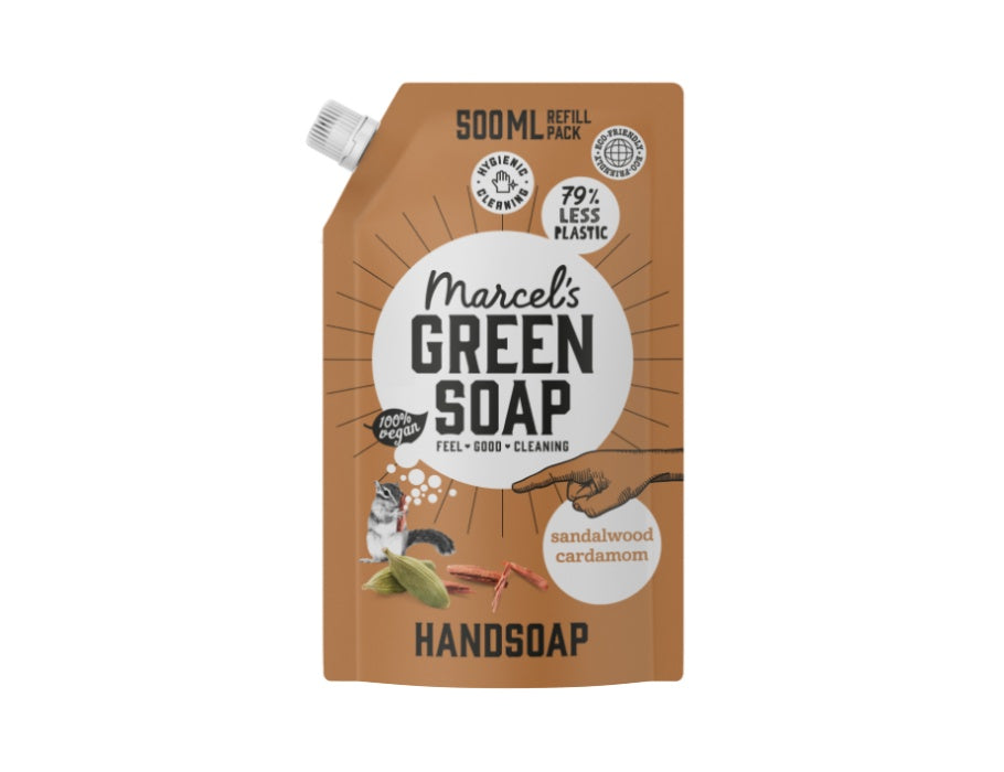 Marcels Groene Zeep Handzeep Sandelhout Kardemom 500ml navulzak