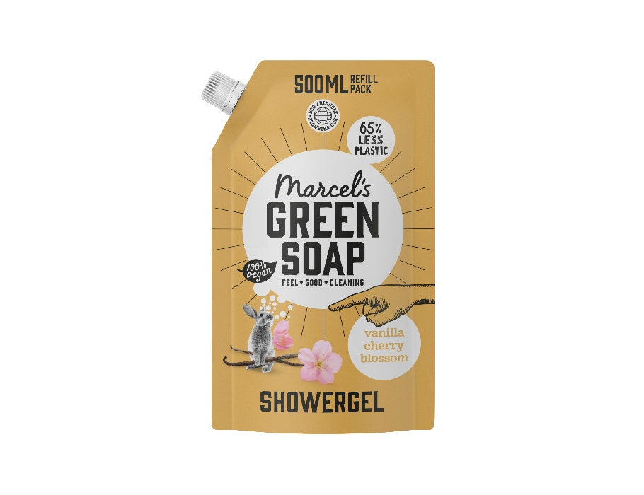 Marcel's green soap shower gel - vanille kersenbloesem - navulling - 500ml