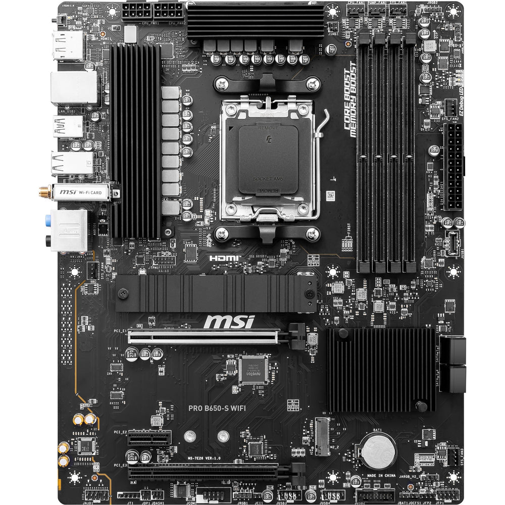 Msi pro b650-s wifi socket am5 moederbord (zwart, raid, 2.5 gbe-lan, wi-fi 6e, bt, sound, atx)
