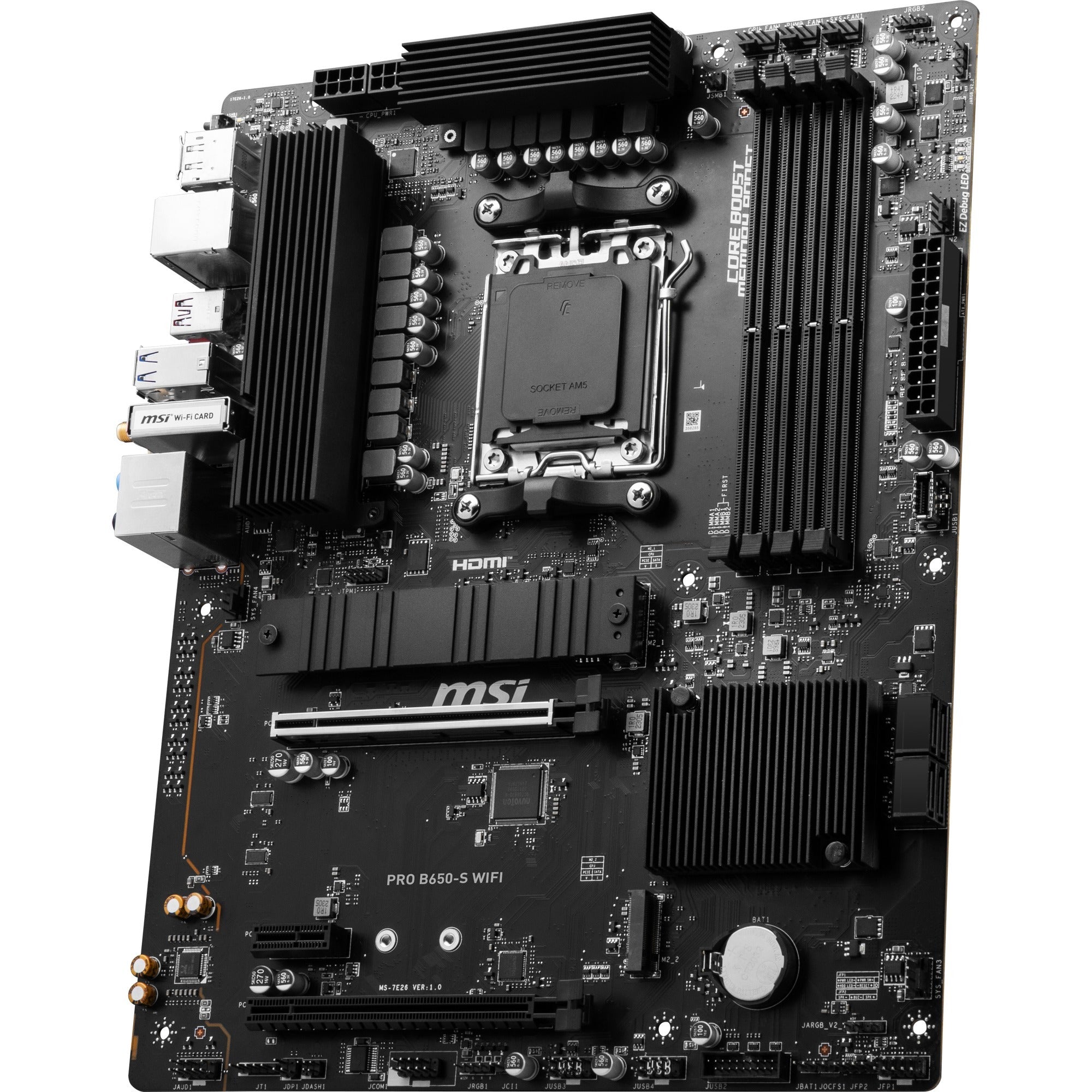 Msi pro b650-s wifi socket am5 moederbord (zwart, raid, 2.5 gbe-lan, wi-fi 6e, bt, sound, atx)