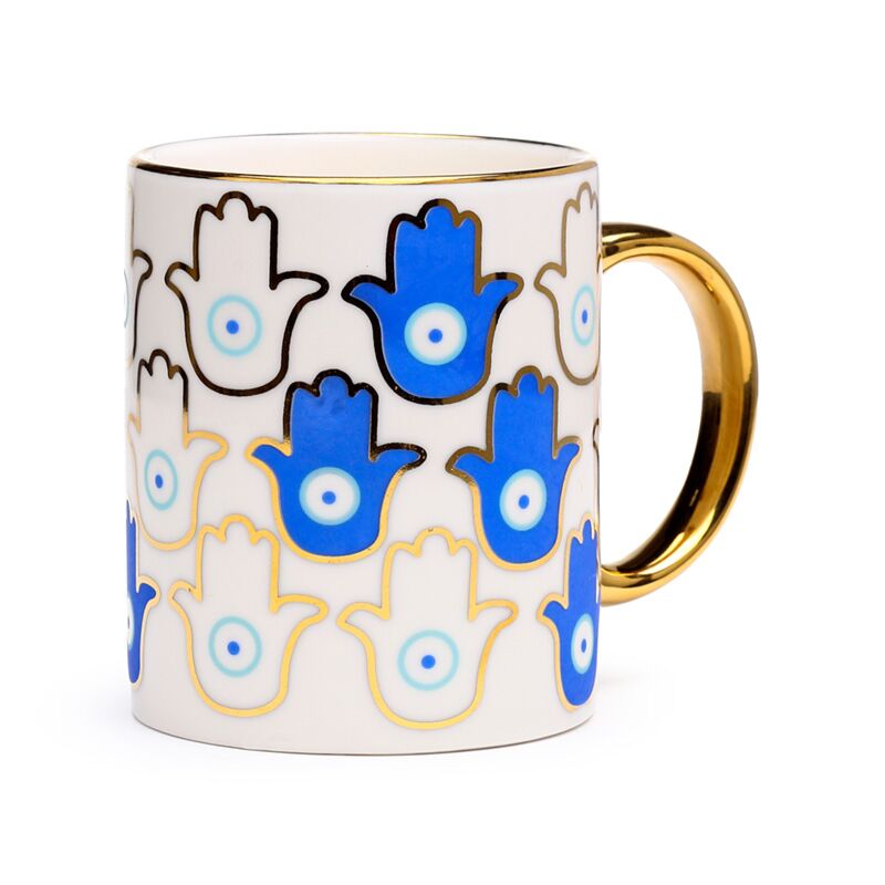 Bescherming evil eye hand porselein mok