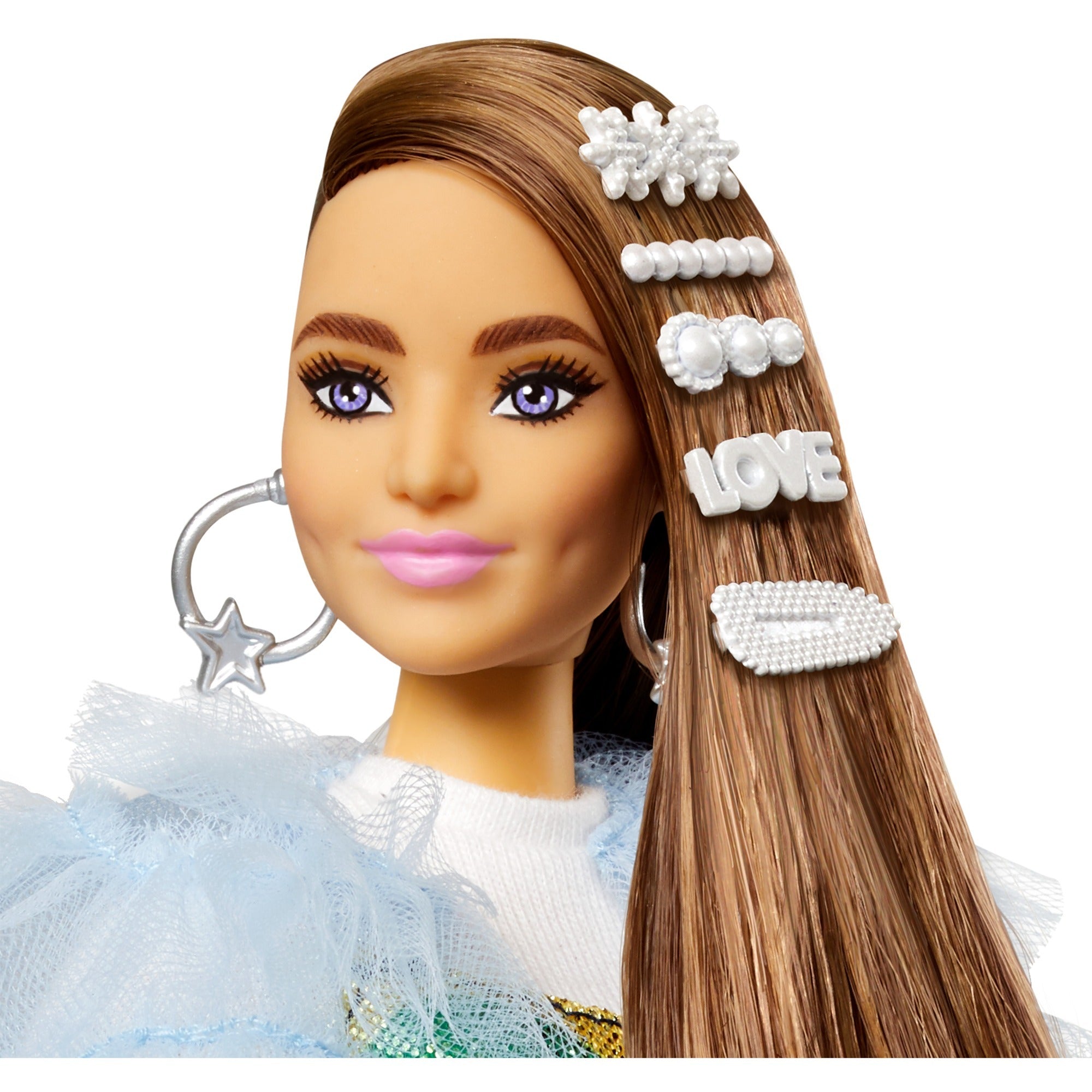 Mattel Extra Doll #9 Blauwe Geplooide Jas met Huisdier Krokodil