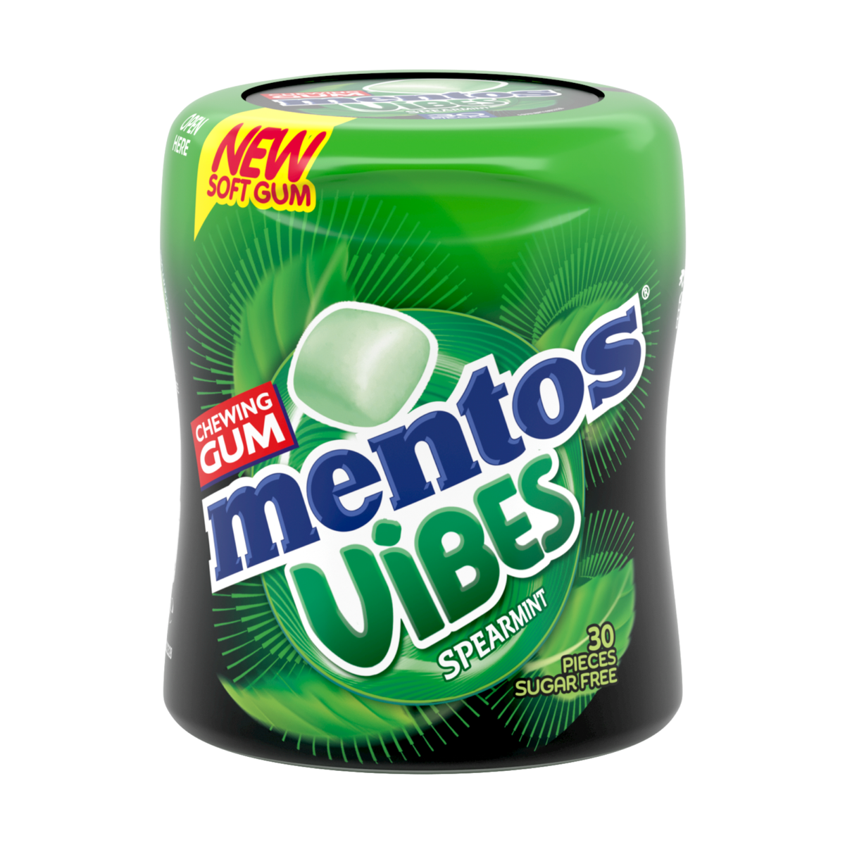 Mentos gum vibes spearmint - kauwgom - suikervrij - 6x30stuks