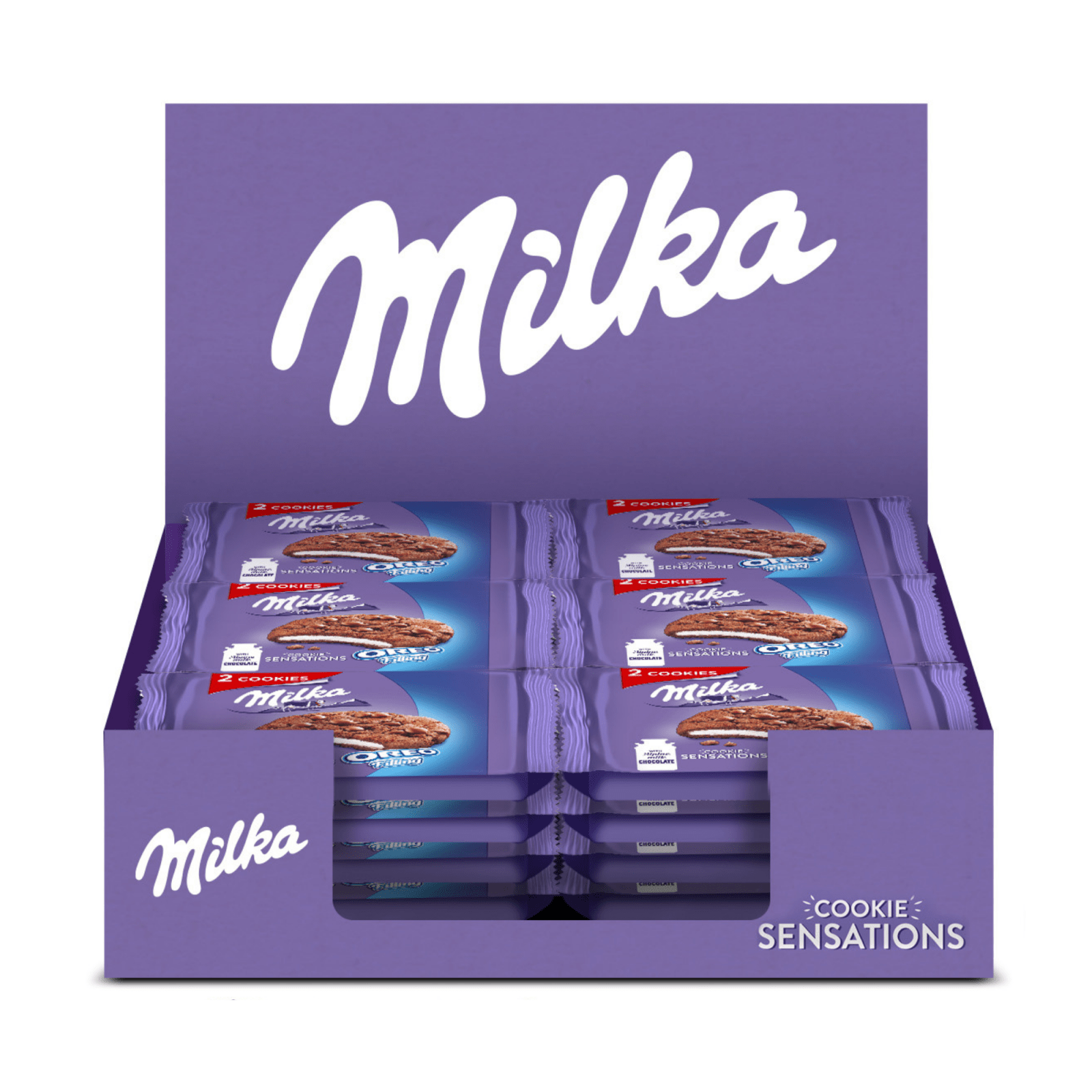 Milka cookies sensations oreo - chocolade koekjes 24 x 52g - chocoladekoeken - chocolade - snack