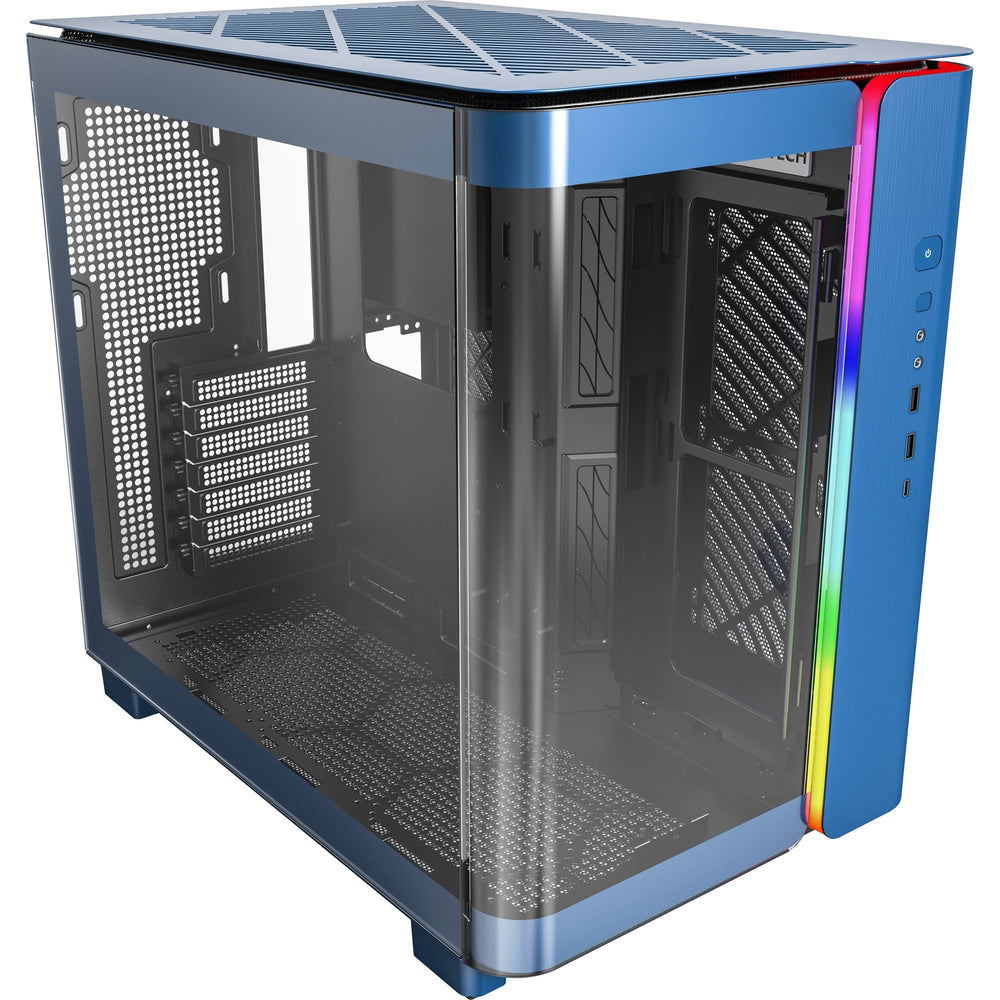 Montech king 95 midi tower behuizing (blauw | 2x usb-a | 1x usb-c | rgb | tempered glass)