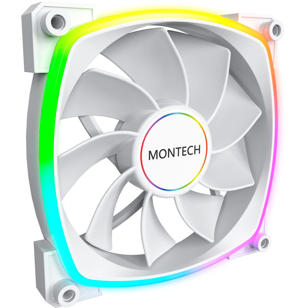 Montech rx140 pwm rgb case fan (wit, 140 x 25 x 140 mm, 3-pin argb)