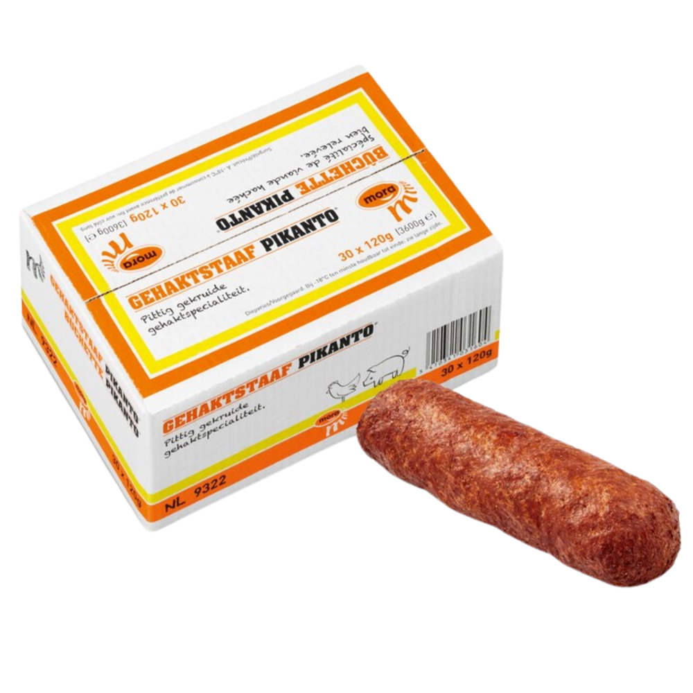 Mora gehaktstaaf pikanto (30x 120 gr)