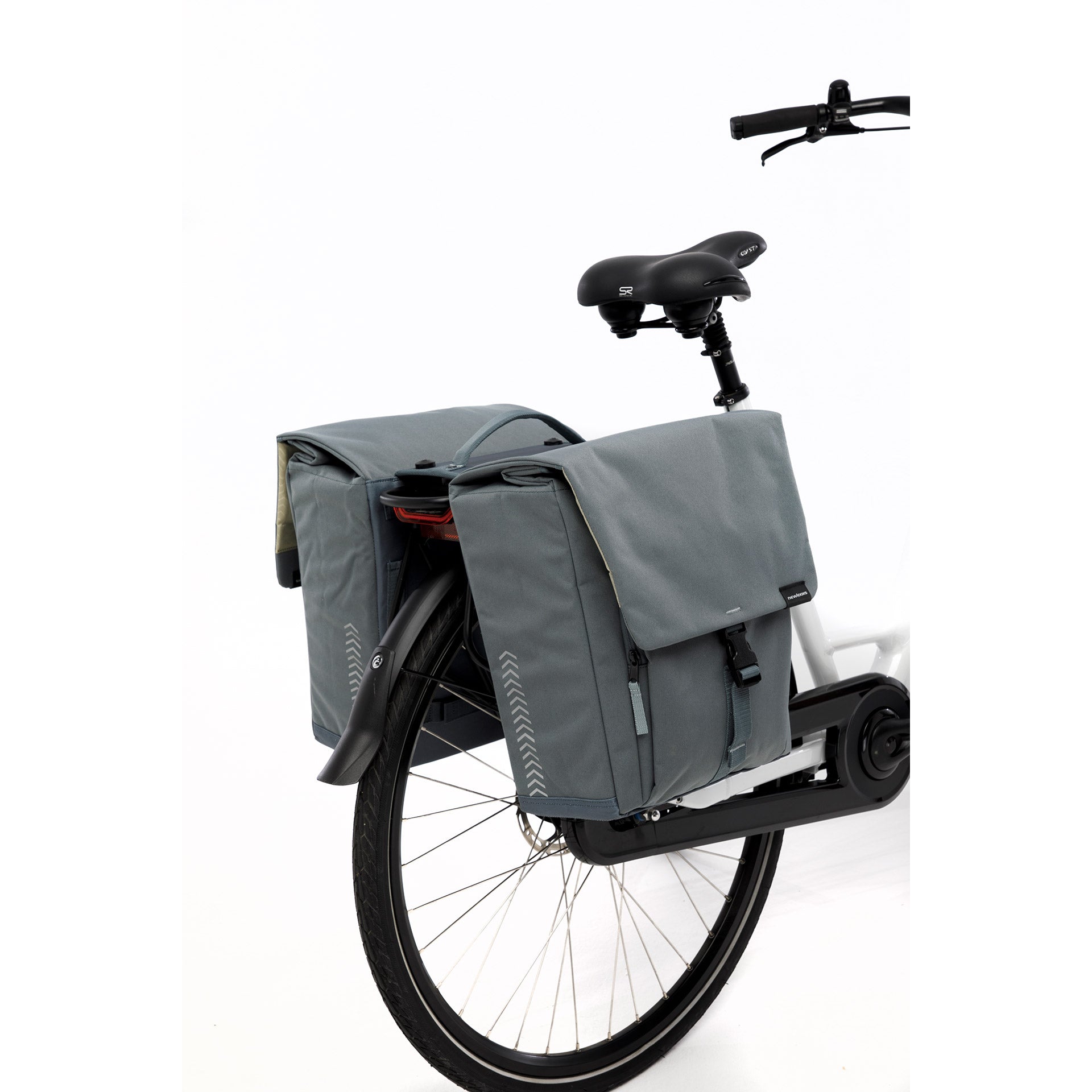 Burgers - new looxs new looxs ® tulum double mik - dubbele fietstas - 100% gerecycled polyester - geschikt voor elektrische fietsen - voor mik-bagagedrager - afneembare fietstas - 32 liter - grey-green