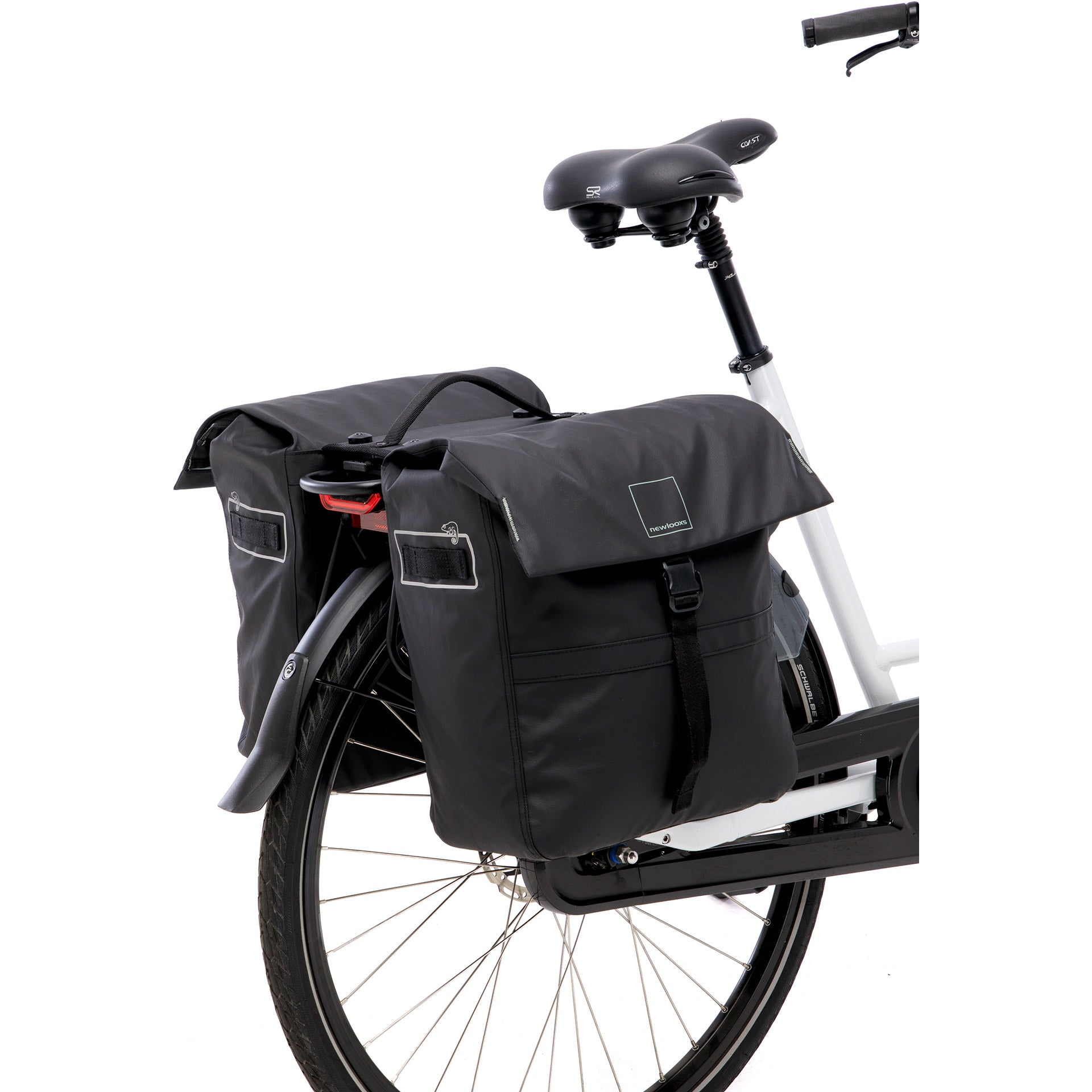 Burgers - new looxs new looxs ® leeds double mik 2.0 - dubbele fietstas – past op mik bagagedragers – gerecycled materiaal - geschikt voor elektrische fietsen – 38 liter - zwart