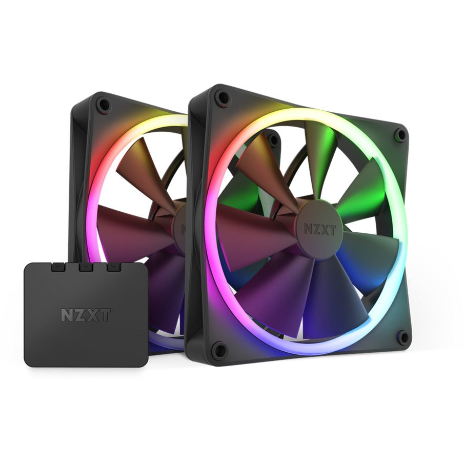 Nzxt f140 rgb case fans (zwart, 2 stuks, 140 x 140 x 26 mm, pwm, incl. controller)