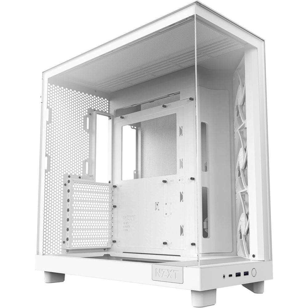 Nzxt h6 flow midi tower behuizing (wit | 2x usb-a | 1x usb-c | tempered glass)