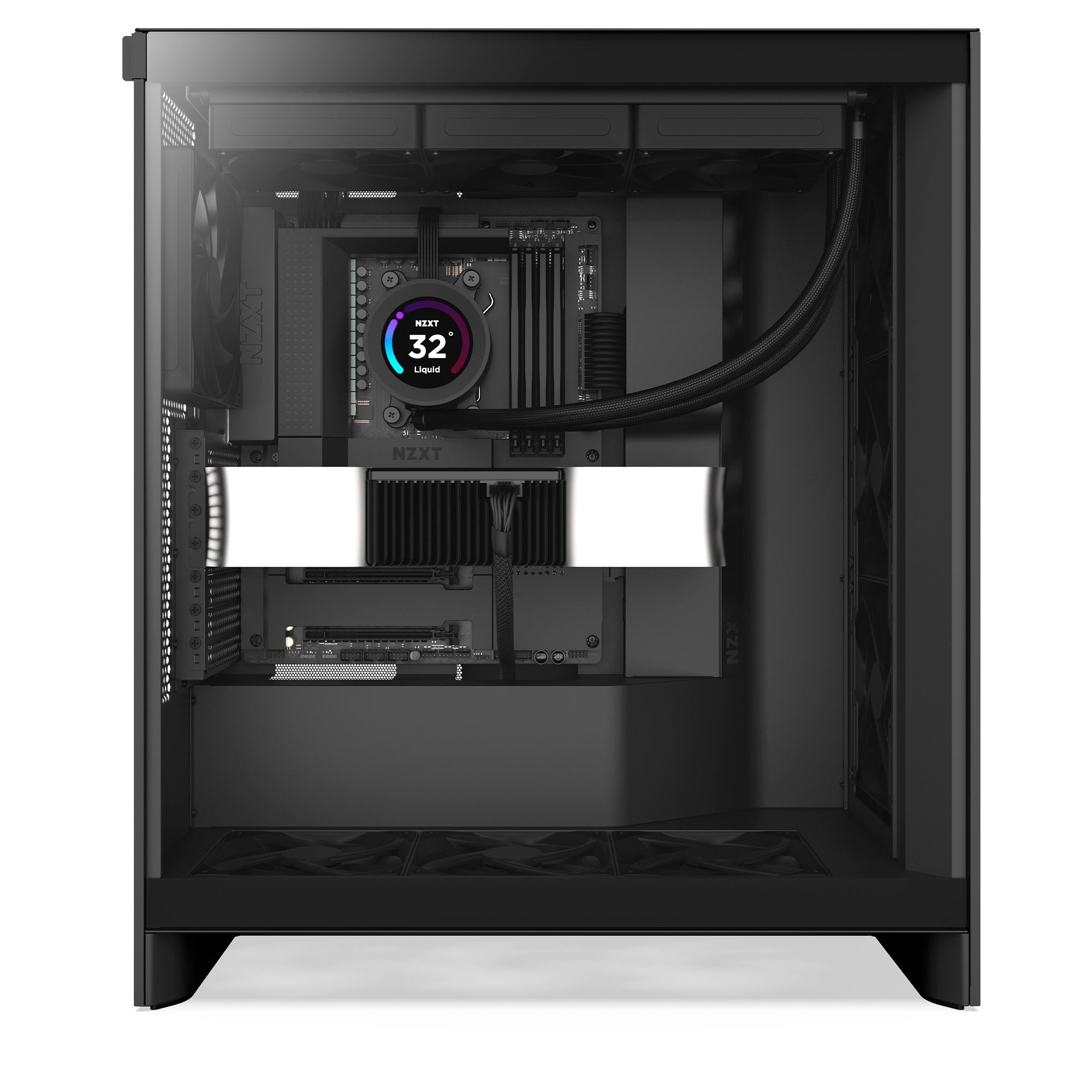 Nzxt h7 flow (2024) midi tower behuizing (zwart | 2x usb-a | 1x usb-c | tempered glass)