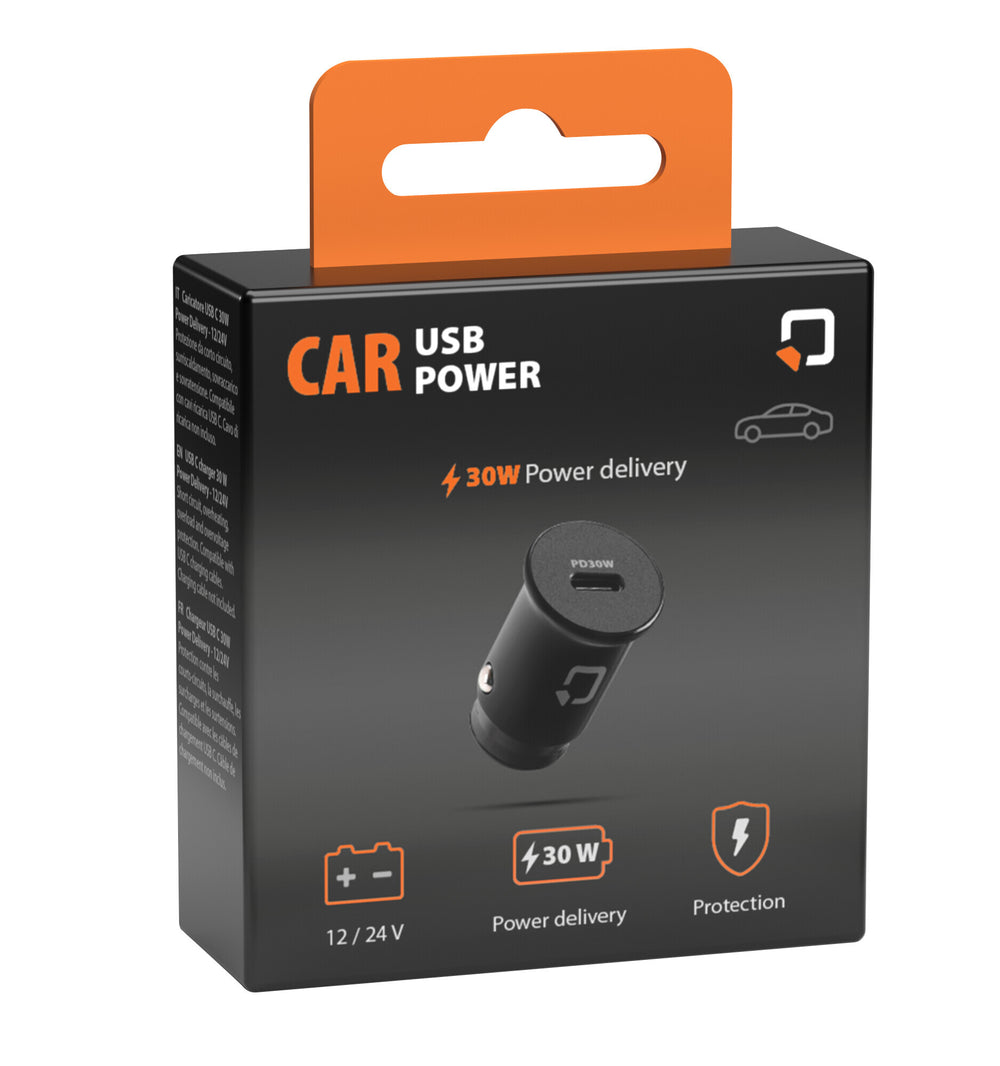 Optiline auto USB-voeding, 1 USB C-poort lader 30W - 12 24V