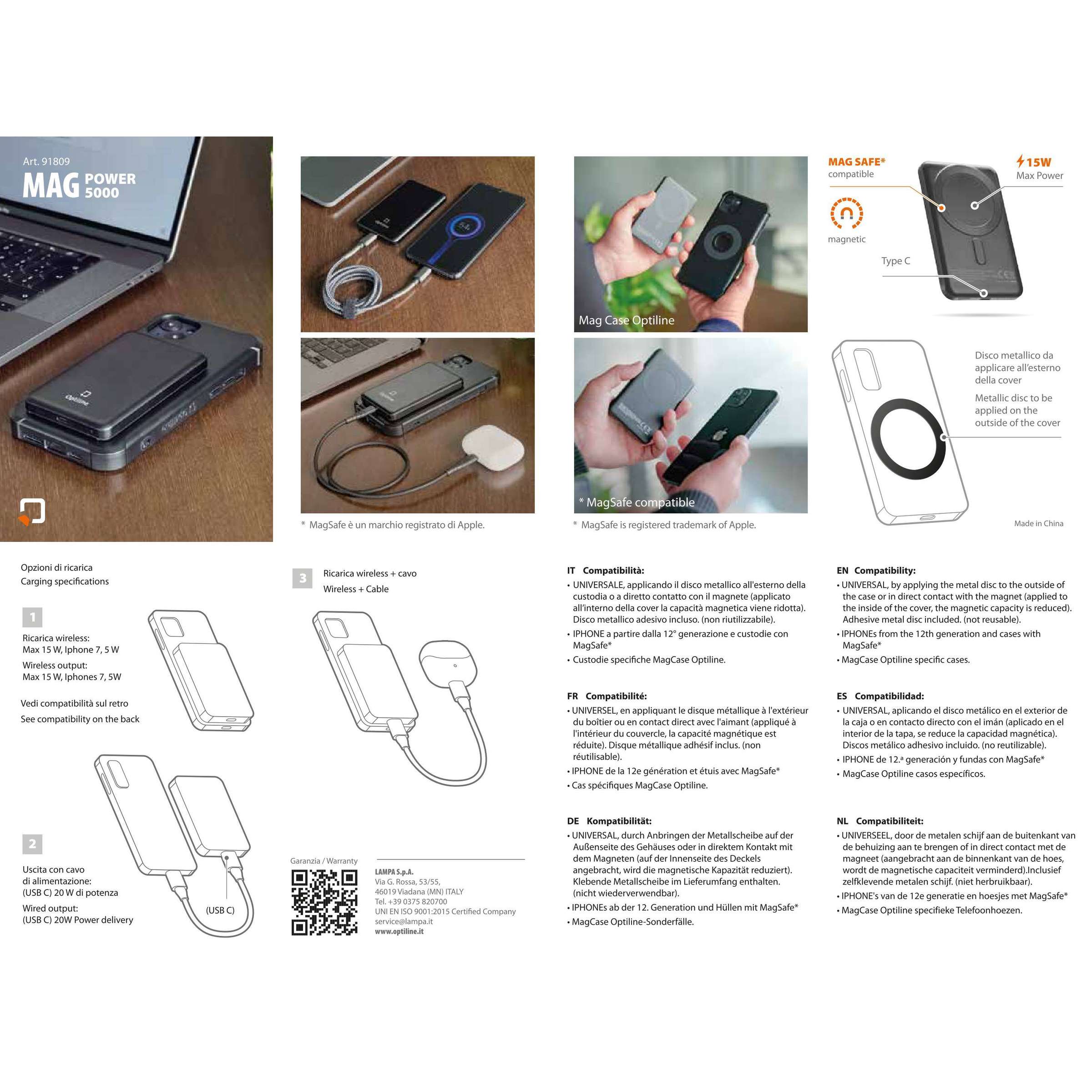 Optiline magsafe power bank, portable charger
