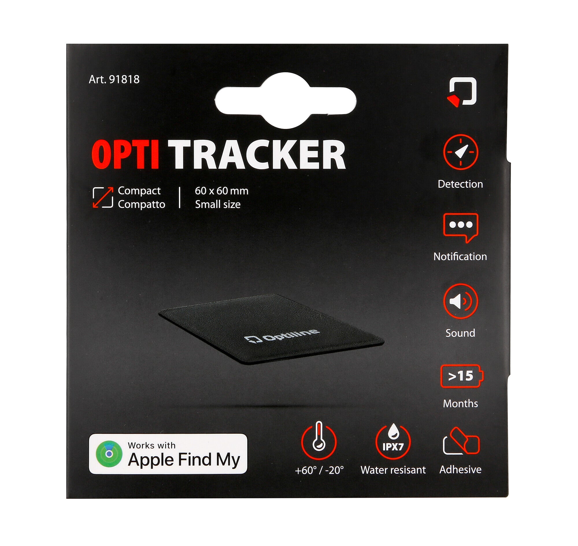 Optiline tracker compact, ultra-thin adhesive locator