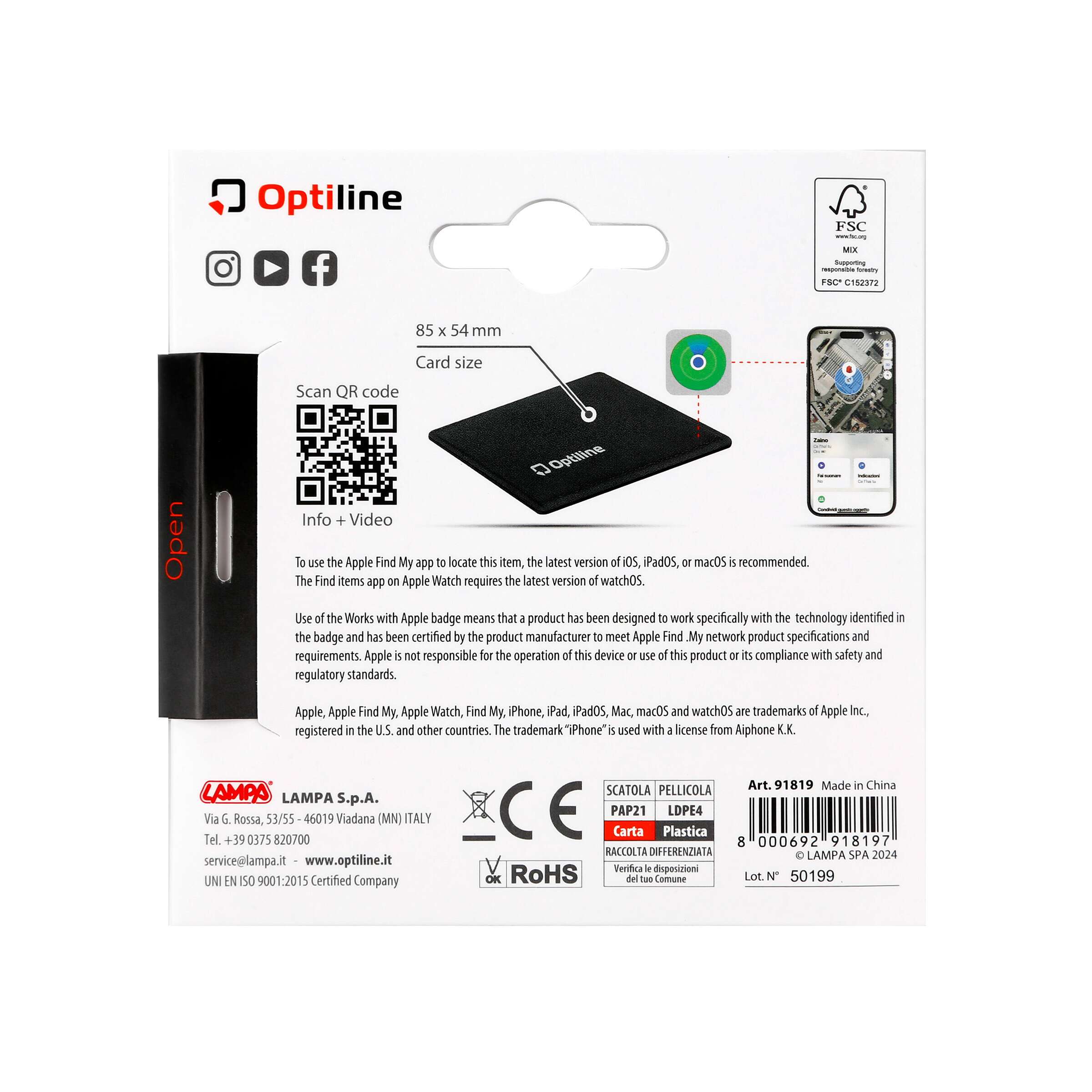 Optiline tracker flex, ultradunne opvouwbare zelfklevende locator