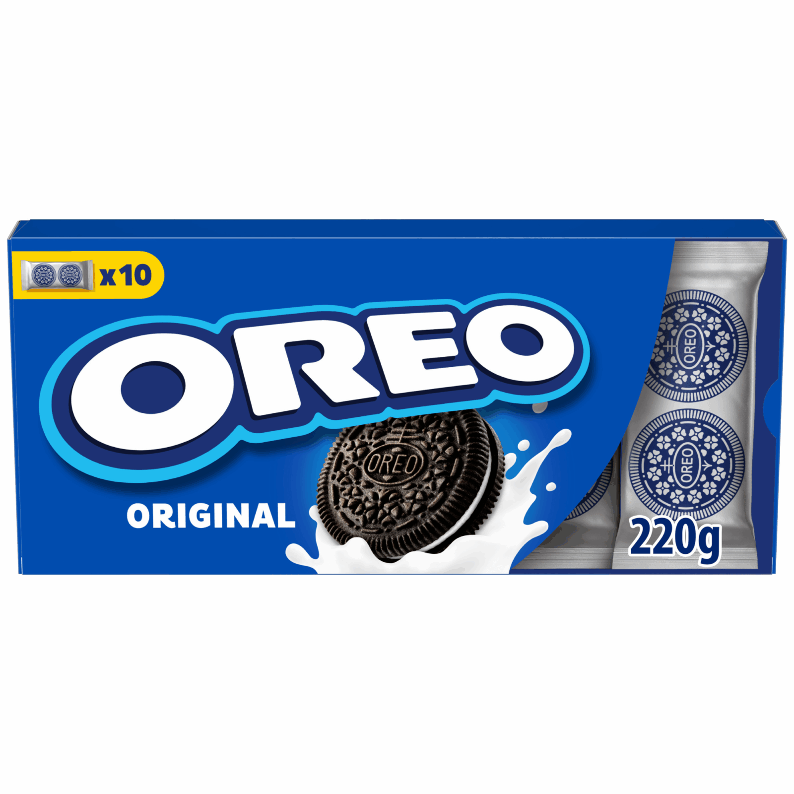 Oreo original koekjes chocolade cacao met vanille crèmevulling - doos 8 x 220g (10 x 22g) - chocoladekoeken - koek voor onderweg - familie verpakking - groot verpakking