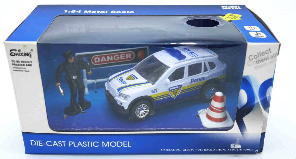 Jonotoys gegoten politie auto met geluid agent en borden
