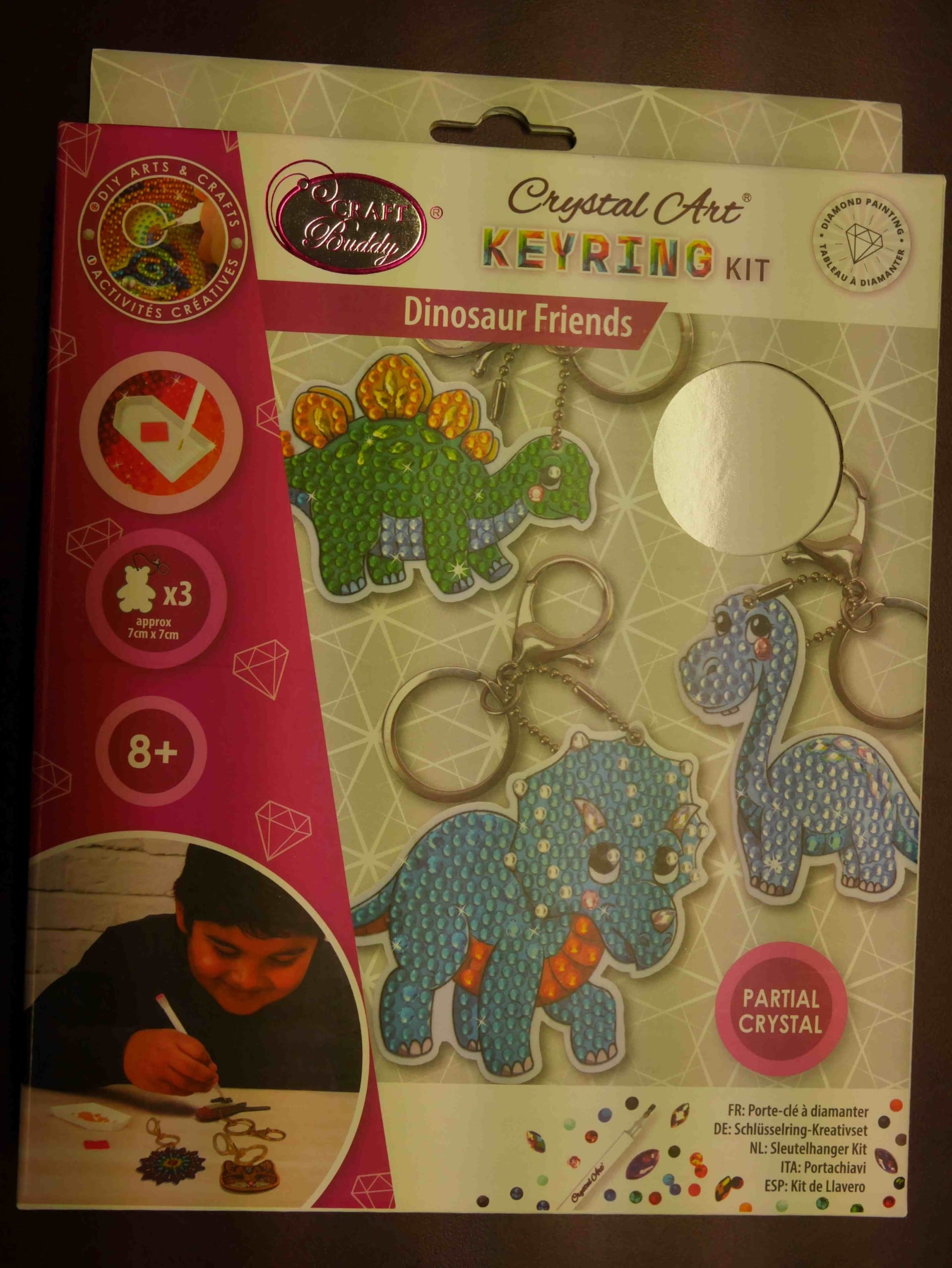 Brandunit diamantschilderij - 3 dinosaurus sleutelhangers