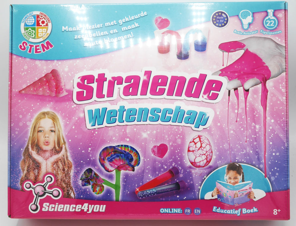 Science 4 you stralende wetenschap set met bellen en zoute bloemen.