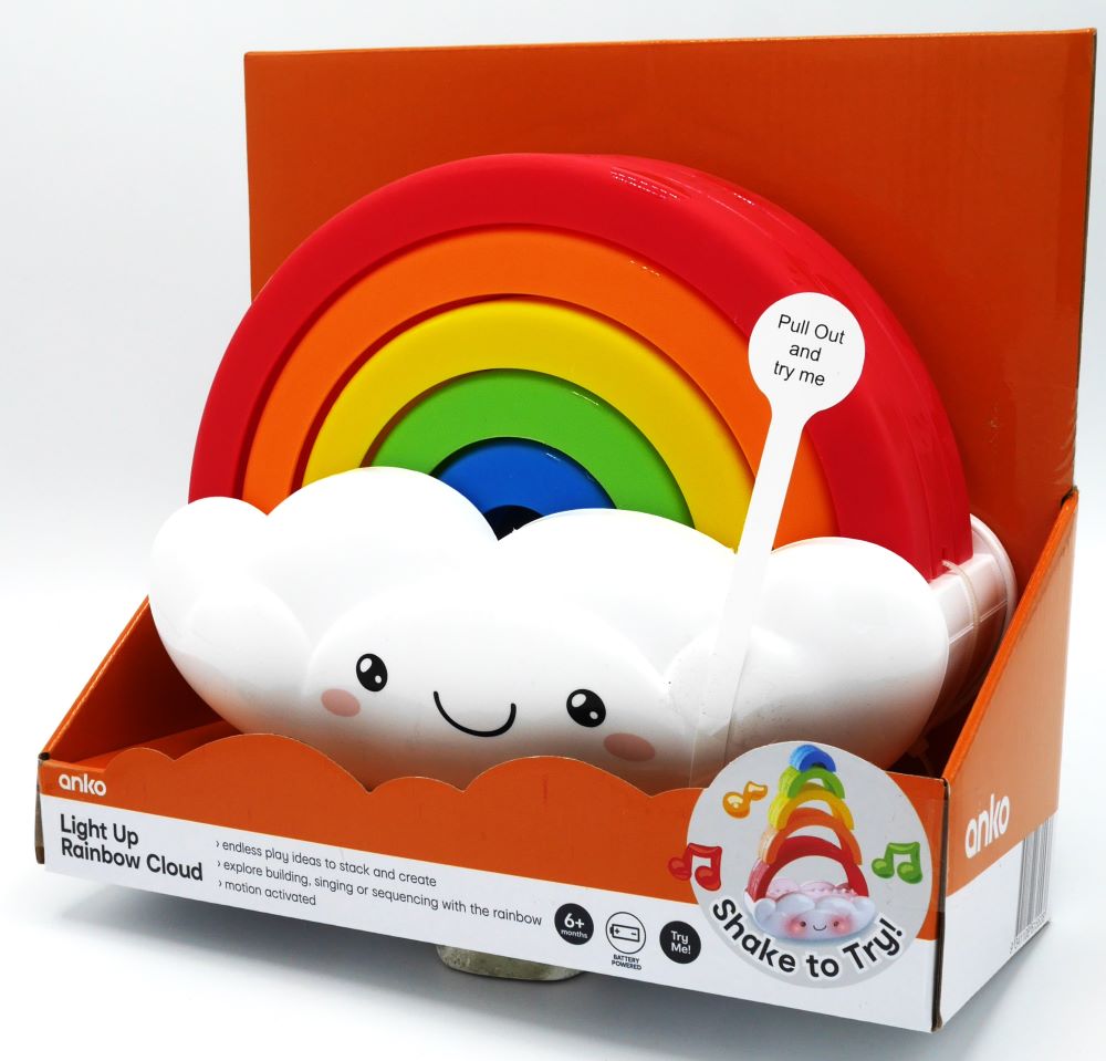 Playgo licht en geluiden regenboogwolkje met stapel boogjes.