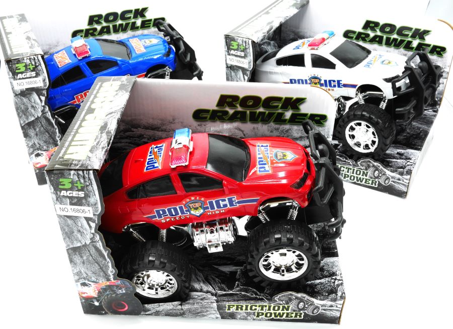 Jonotoys rockcrawler politie auto in 3 verschillende kleuren