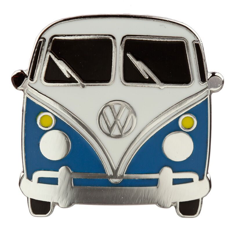 Volkswagen busje vw t1 blauwe emaille knop badge