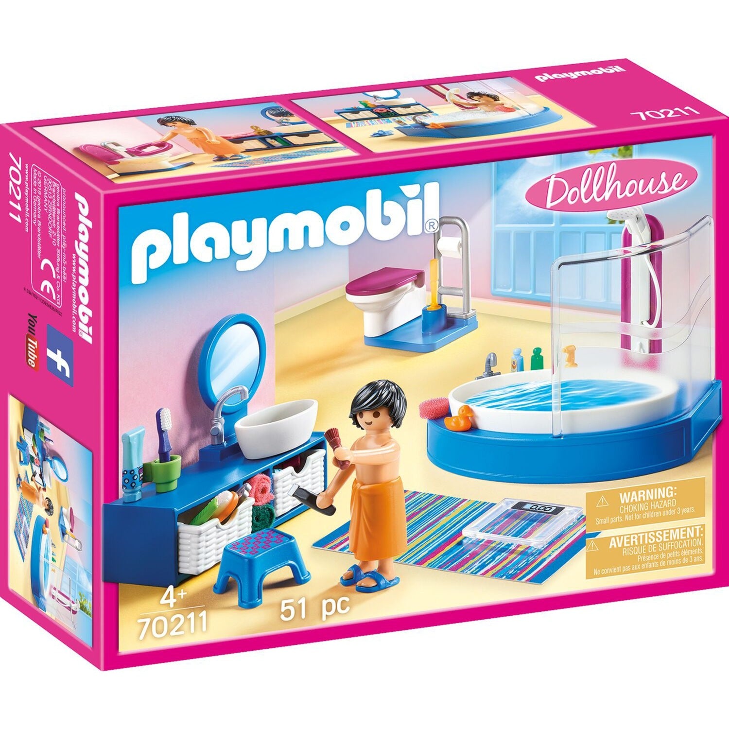 PLAYMOBIL Poppenhuis Badkamer met Ligbad 70211