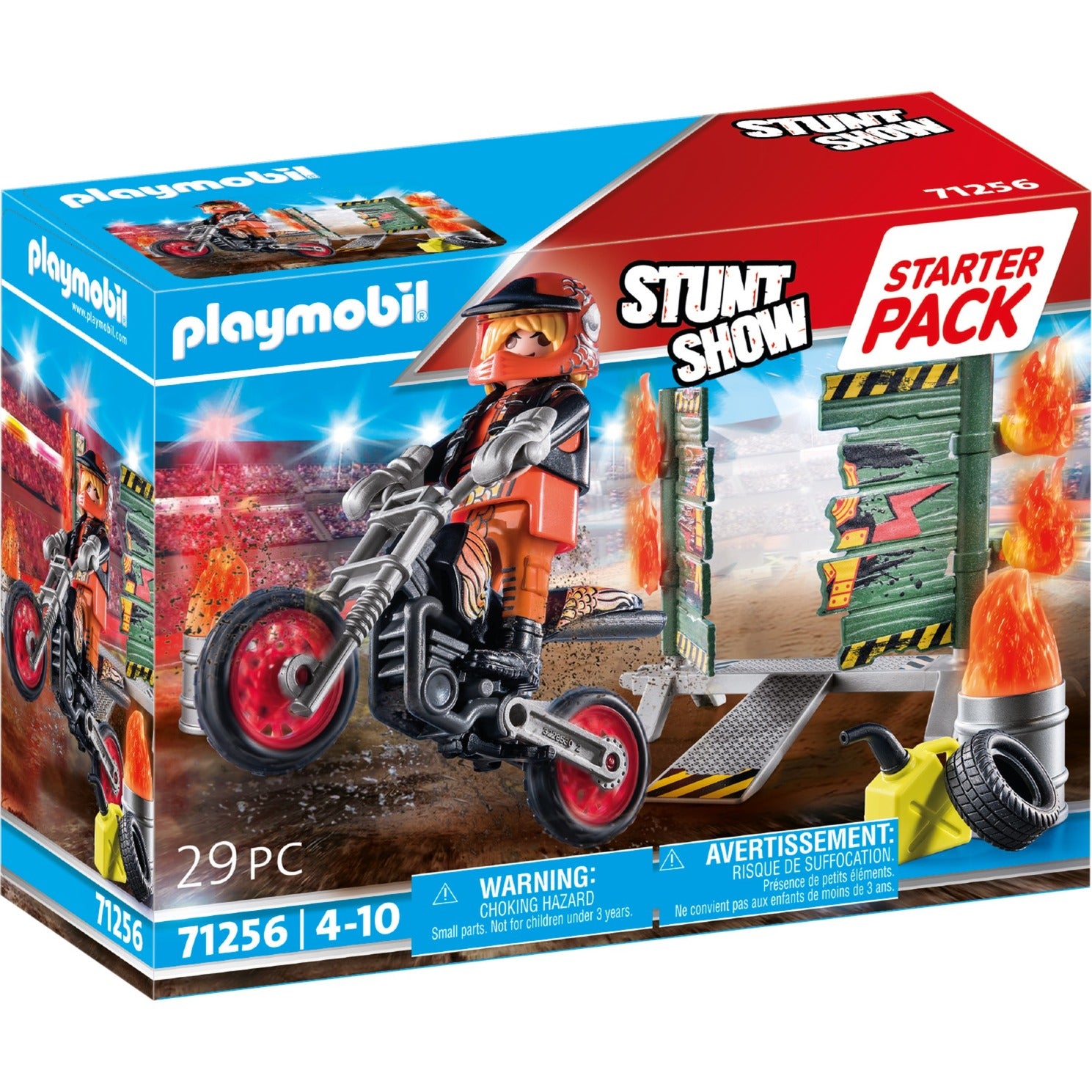 PLAYMOBIL Starterpakket Stuntshow Motor met Vuurmuur 71256