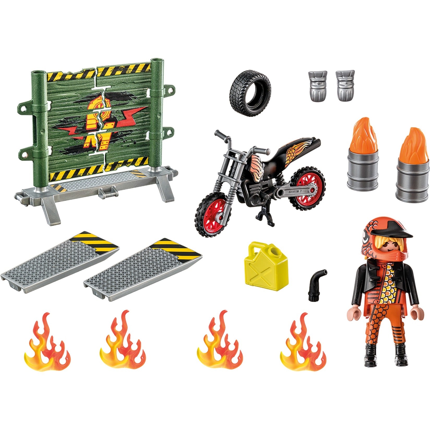 PLAYMOBIL Starterpakket Stuntshow Motor met Vuurmuur 71256