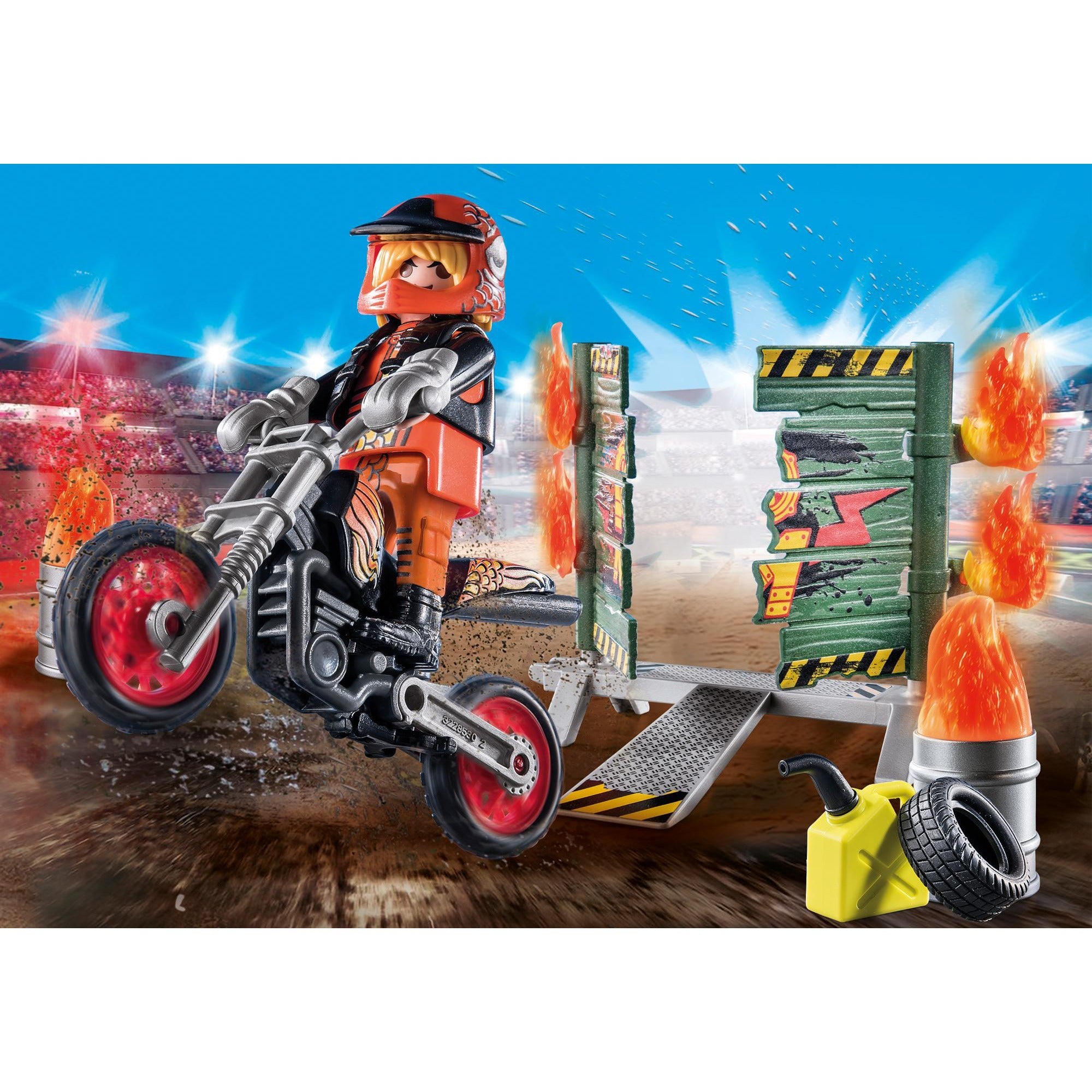 PLAYMOBIL Starterpack Stuntshow Motor met Vuurmuur 71256
