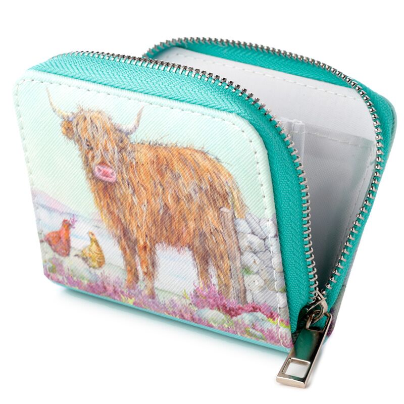 Jan pashley highland coo koe rondrits portemonnee - klein