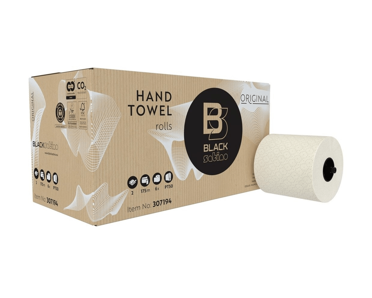 Satino black handdoekrol 2 laags 175 meter (6 stuks)