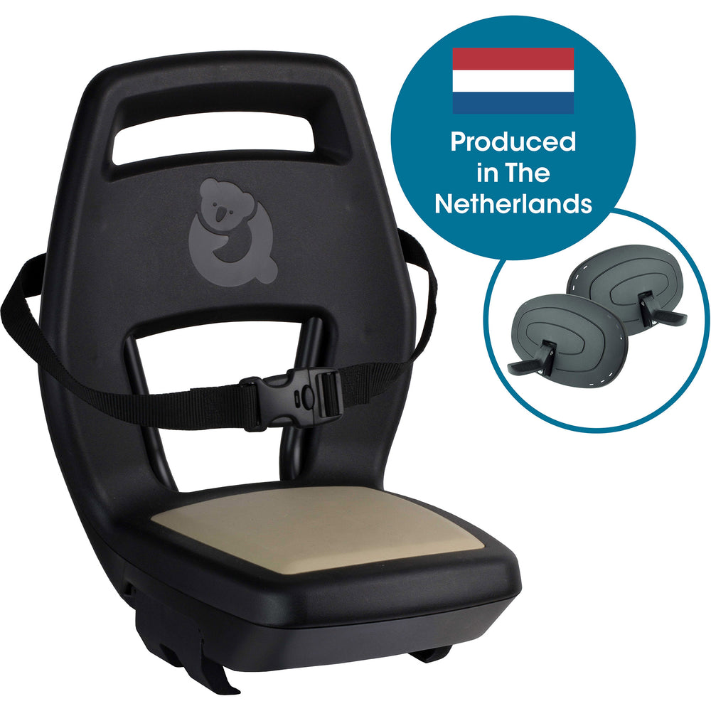 Qibbel q344 achterzitje 6+ junior met voetsteunen en beschermplaten kaki zwart
