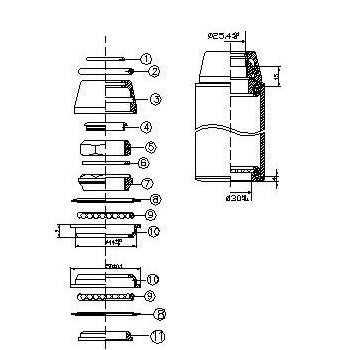 Tecora balhoofdstel1 1 8 inch semi-geint draad 25.4-44-30.0 zwart