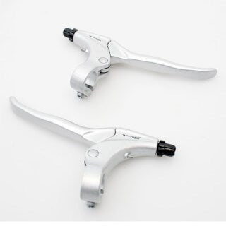 Jeu de leviers de frein Saccon pour frein à rouleaux et V-BRAKE, aluminium. argent