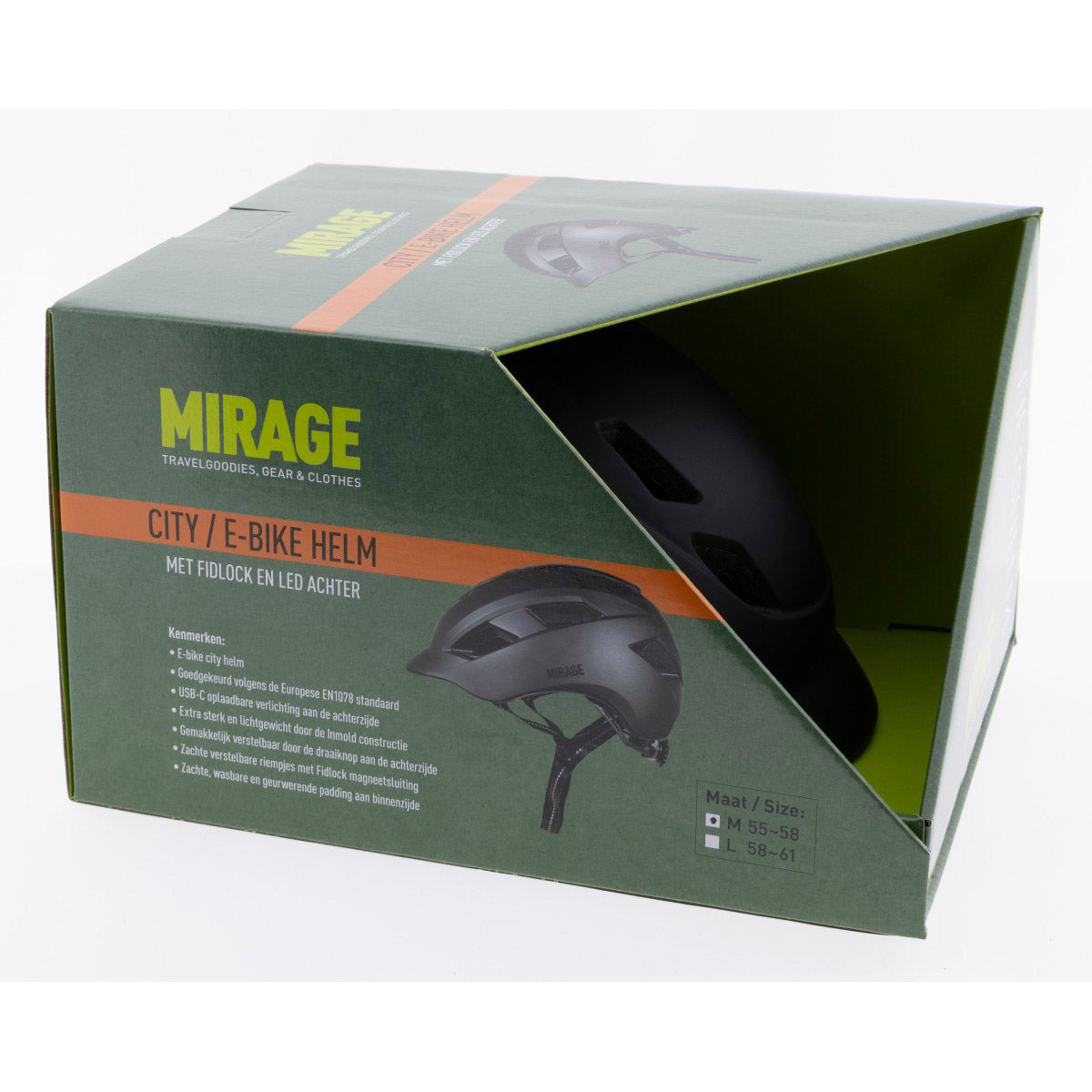 Mirage urban helm e-bike led 55-58cm mat zwart