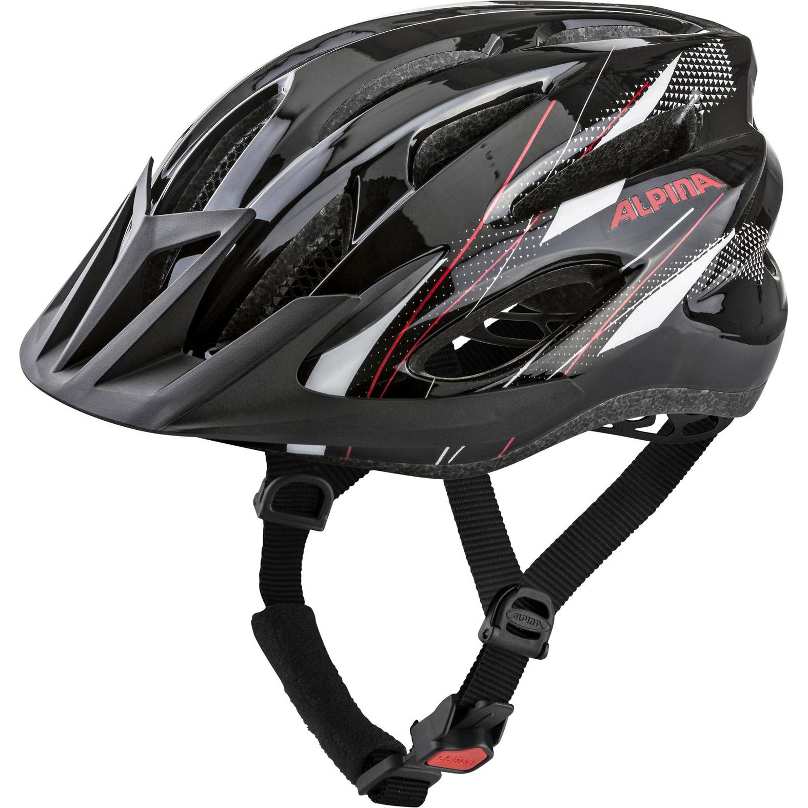 Olympische sportkleding alpina sports mtb helm mtb17 54-58 glans zwart wit rood