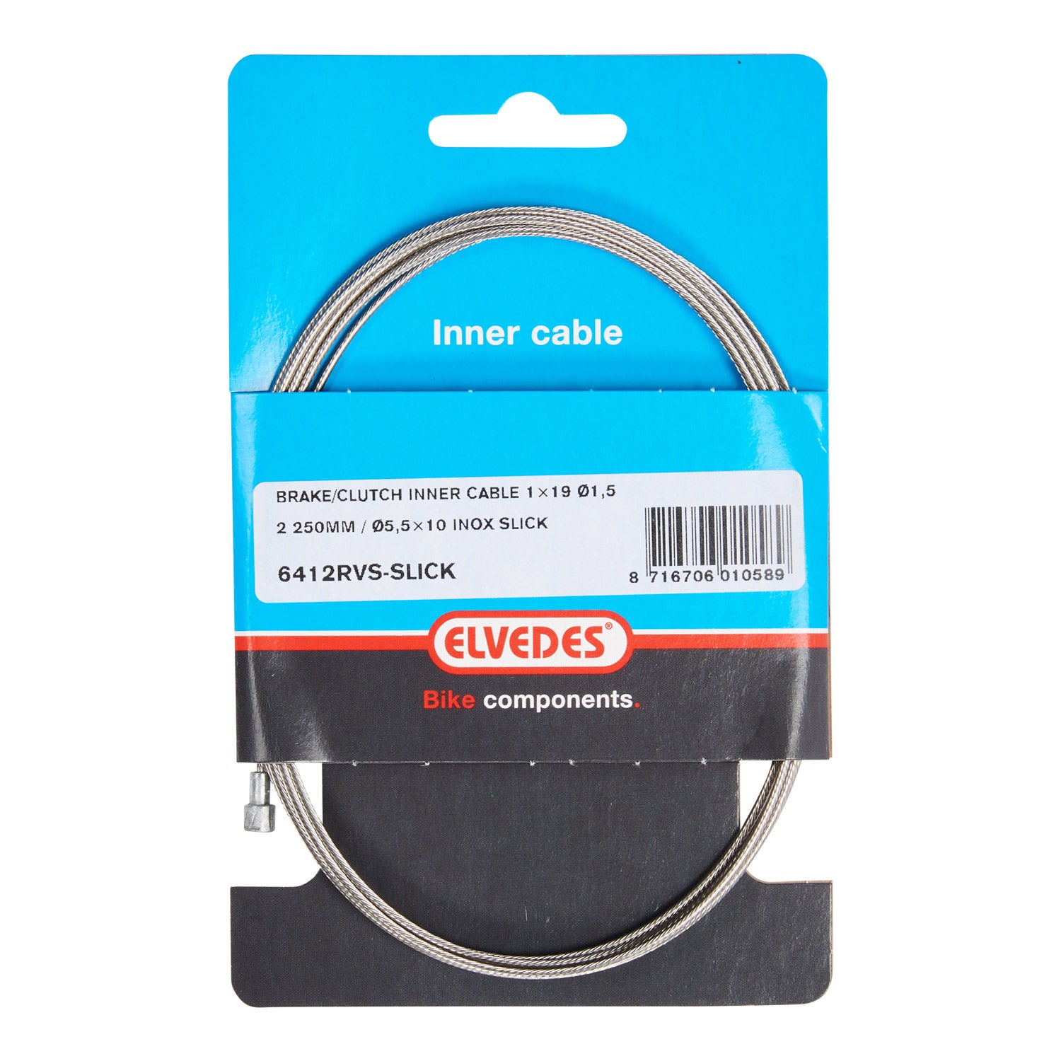 Elvedes rem binnenkabel 2250mm RVS v-nippel