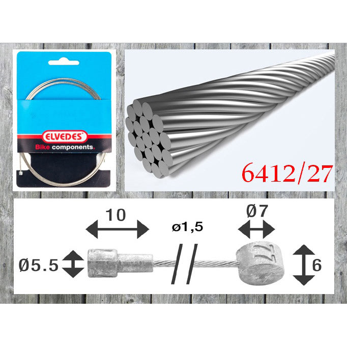 Câble intérieur de frein Elvedes 3500mm T-nipple en acier inoxydable 6x7mm