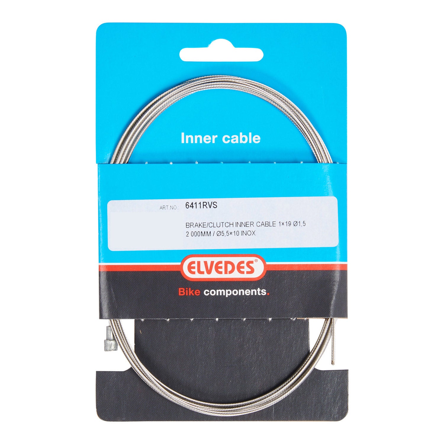 Elvedes brake inner cable 2000mm (10) V-nipple stainless steel 6411rvs 10
