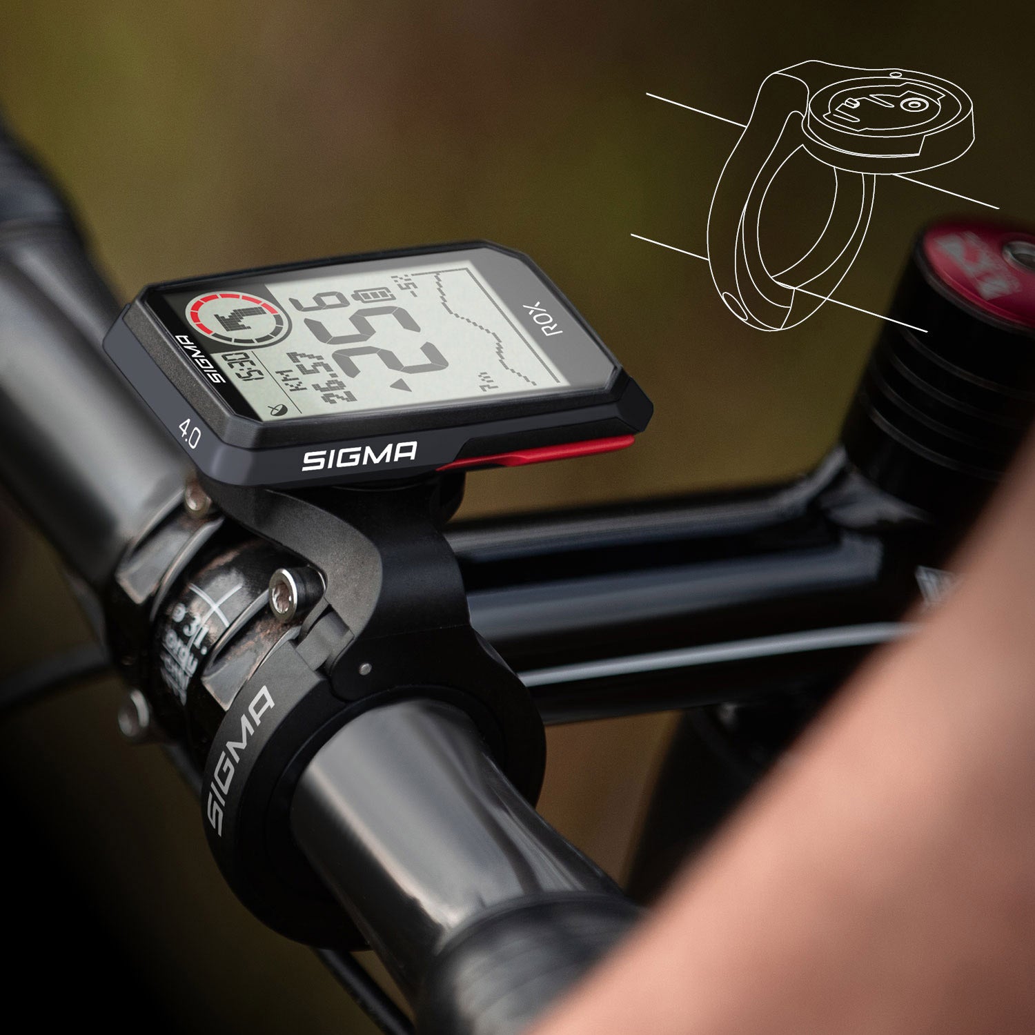 Sigma rox 4.0 gps zw zw hr stuurhouder cad snelh sensor topmount set