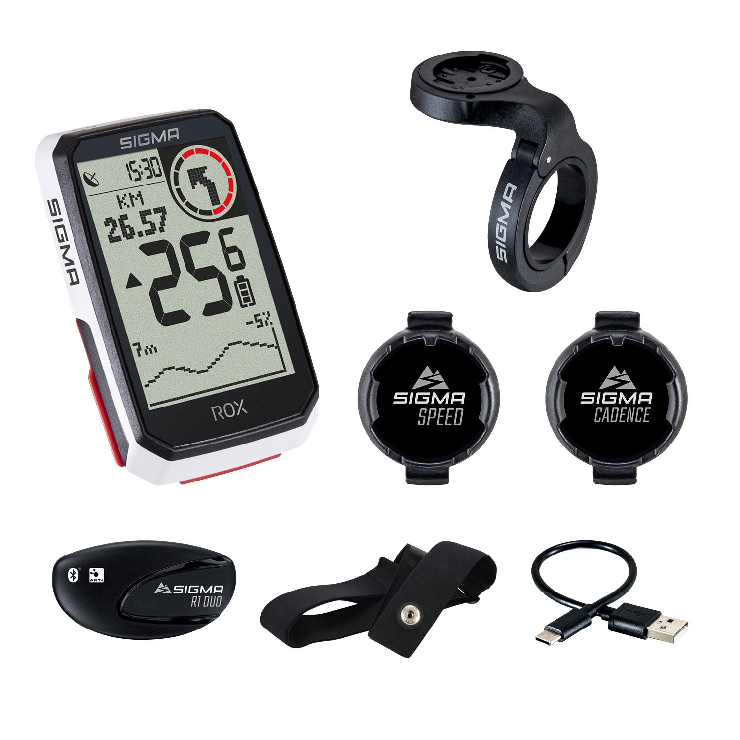 Sigma rox 4.0 gps zw wi hr stuurhouder cad snelh sensor topmount set
