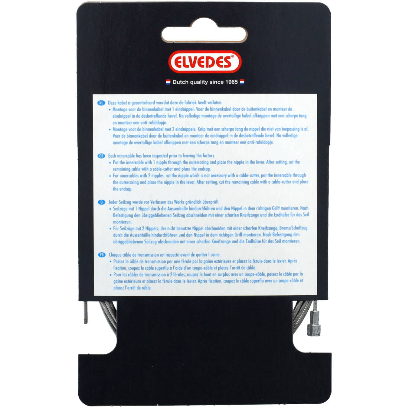 Elvedes rem binnenkabel 2250mm rvs ø1,5mm v-nippel