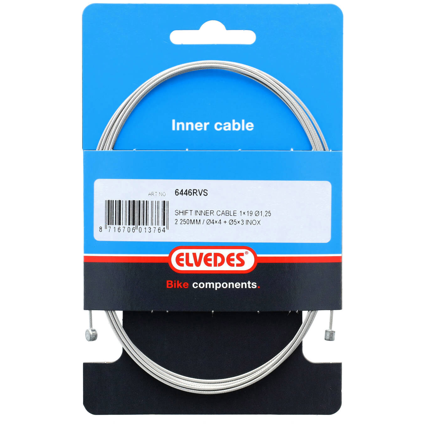 Elvedes schakel binnenkabel 2250mm RVS ø1,25mm n t-nippel