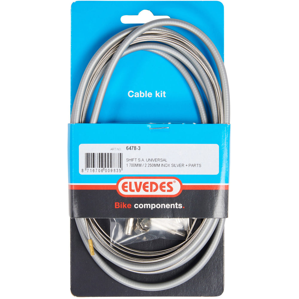 Versnellingskabelset Elvedes 1700 2250 mm universeel Sturmey Archer RVS - zilver (op kaart)