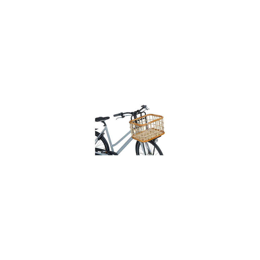 Basil Green Life - rotan fietsmand - large - voorop- natural bruin