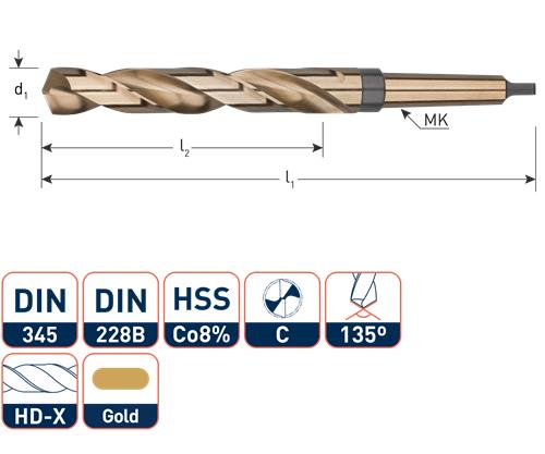 Rotec mc boor din345 15.5mm cobalt