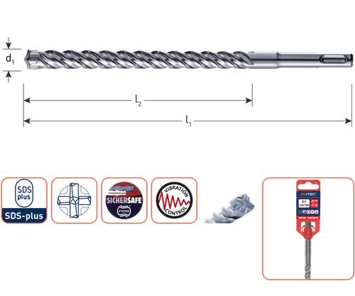 Rotec sds-boor 150 210 8mm 4-snijder